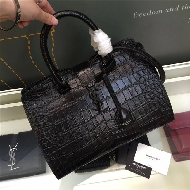 Yves Saint Laurent Small Cabas YSL Bag Crocodile Embossed (Varied
