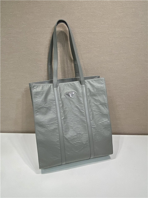 Prada Medium Antiqued Nappa Leather Tote Bag 1BG587 Gray