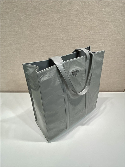 Prada Medium Antiqued Nappa Leather Tote Bag 1BG587 Gray