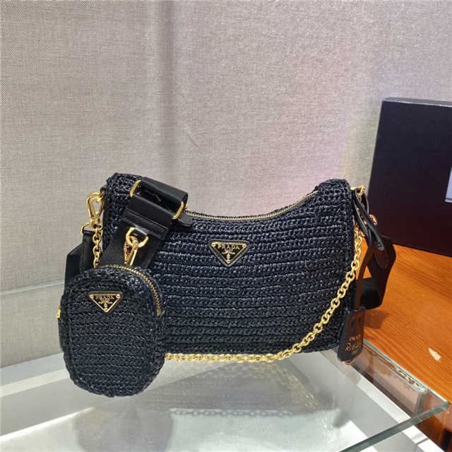 Prada Re-Edition 2005 Raffia Bag 1BH204 Black | AAA Purse