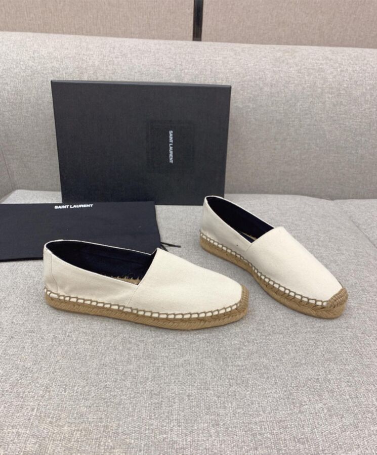 Saint Laurent Womens Cassandre Embroidered Espadrilles In Denim