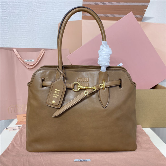 Miu Miu Aventure Nappa Leather Bag 5BG291 Oak | AAA Purse