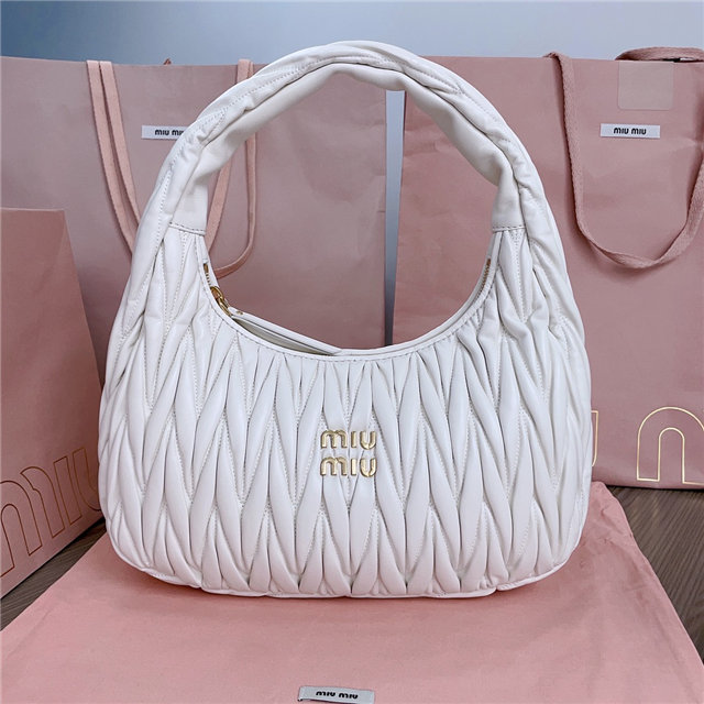 Miu Miu Wander Matelasse L Hobo Bag 5BC108 White | AAA Purse