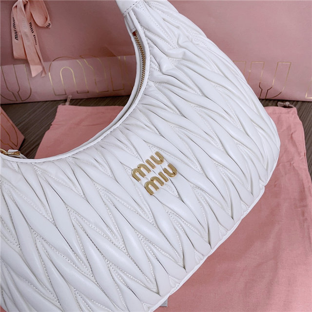 Miu Miu Wander Matelasse L Hobo Bag 5BC108 White | AAA Purse