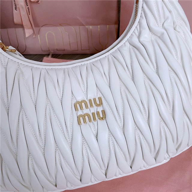 Miu Miu Wander Matelasse L Hobo Bag 5BC108 White | AAA Purse