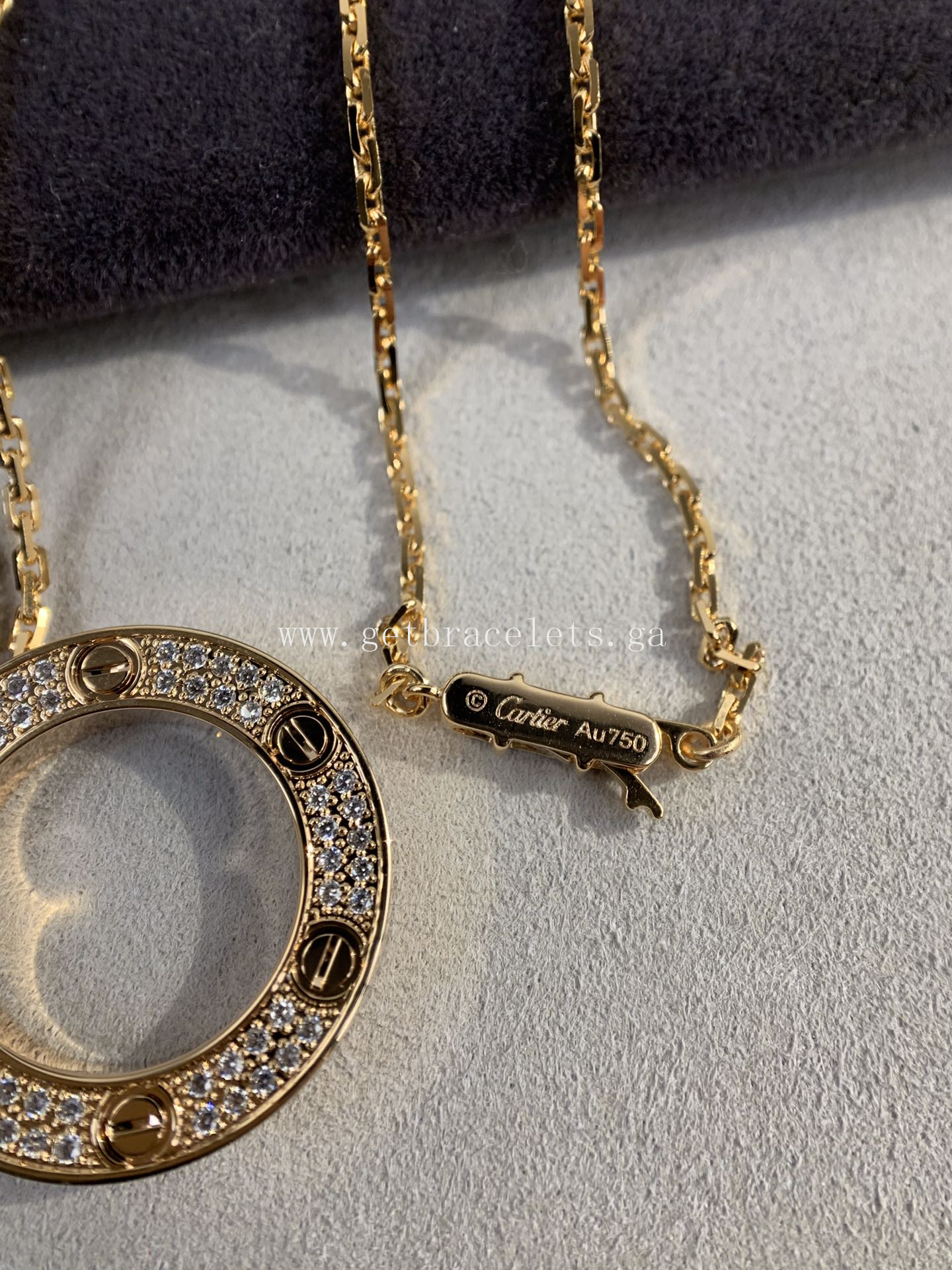 Cartier Love Necklace Rose Gold With Pave Diamonds imitation