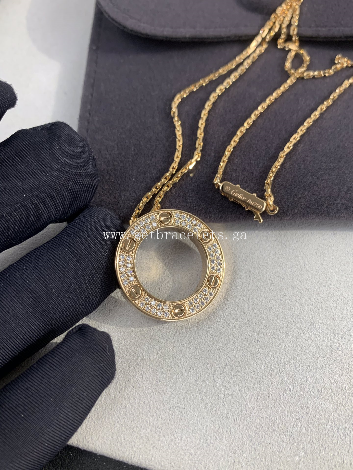 Cartier Love Necklace Rose Gold With Pave Diamonds imitation