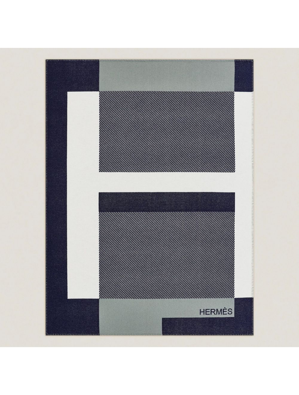 Hermes H Riviera Marine Wool & Cashmere Blanket