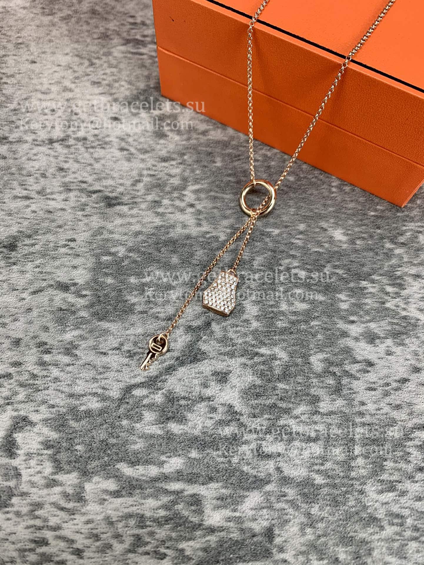 2021 Best Price Hermes Kelly Clochette Necklace With Diamonds in 
