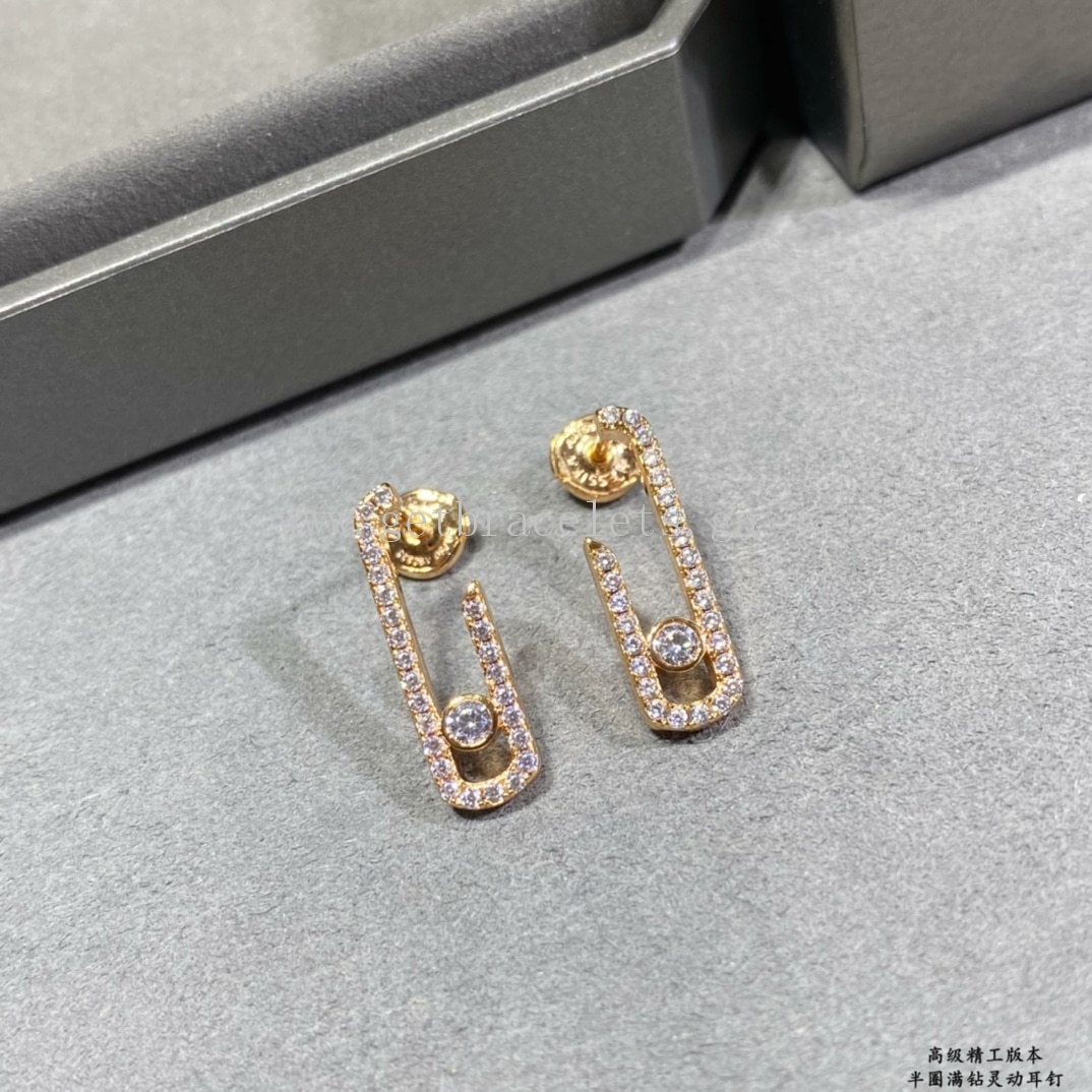 cubic zirconia earrings fake gold diamond earrings Messika Lucky Pave Diamond Earrings White Gold/Rose Gold fake