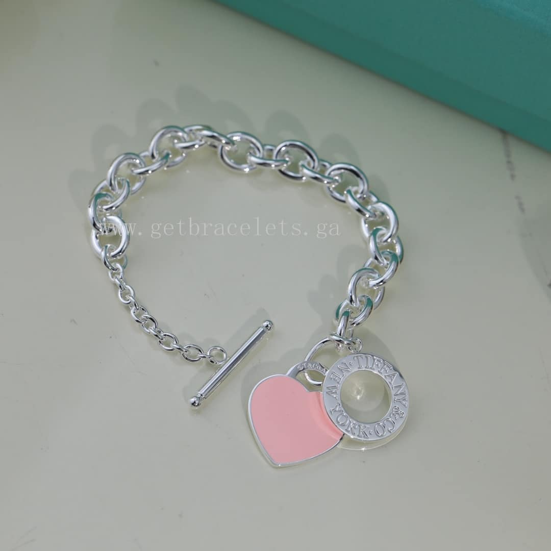 Return to Tiffany Heart Tag Toggle Bracelet in Silver Blue/Pink