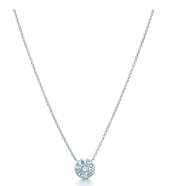 Tiffany 1837 Copy Circle Pendant With One Diamond Necklace Silver