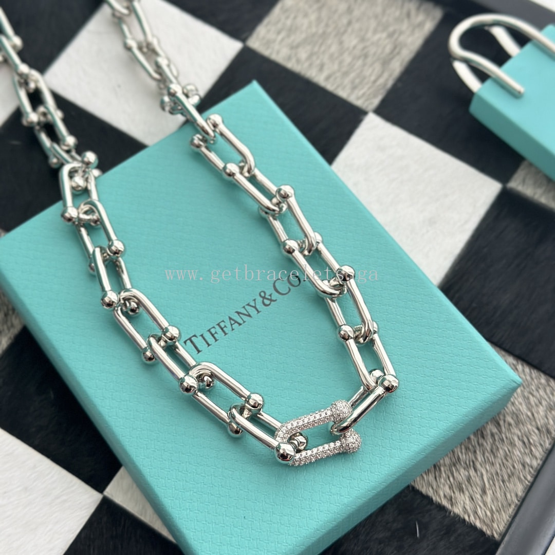 Tiffany HardWear Link Necklace With Diamonds Rose Gold/White Gold