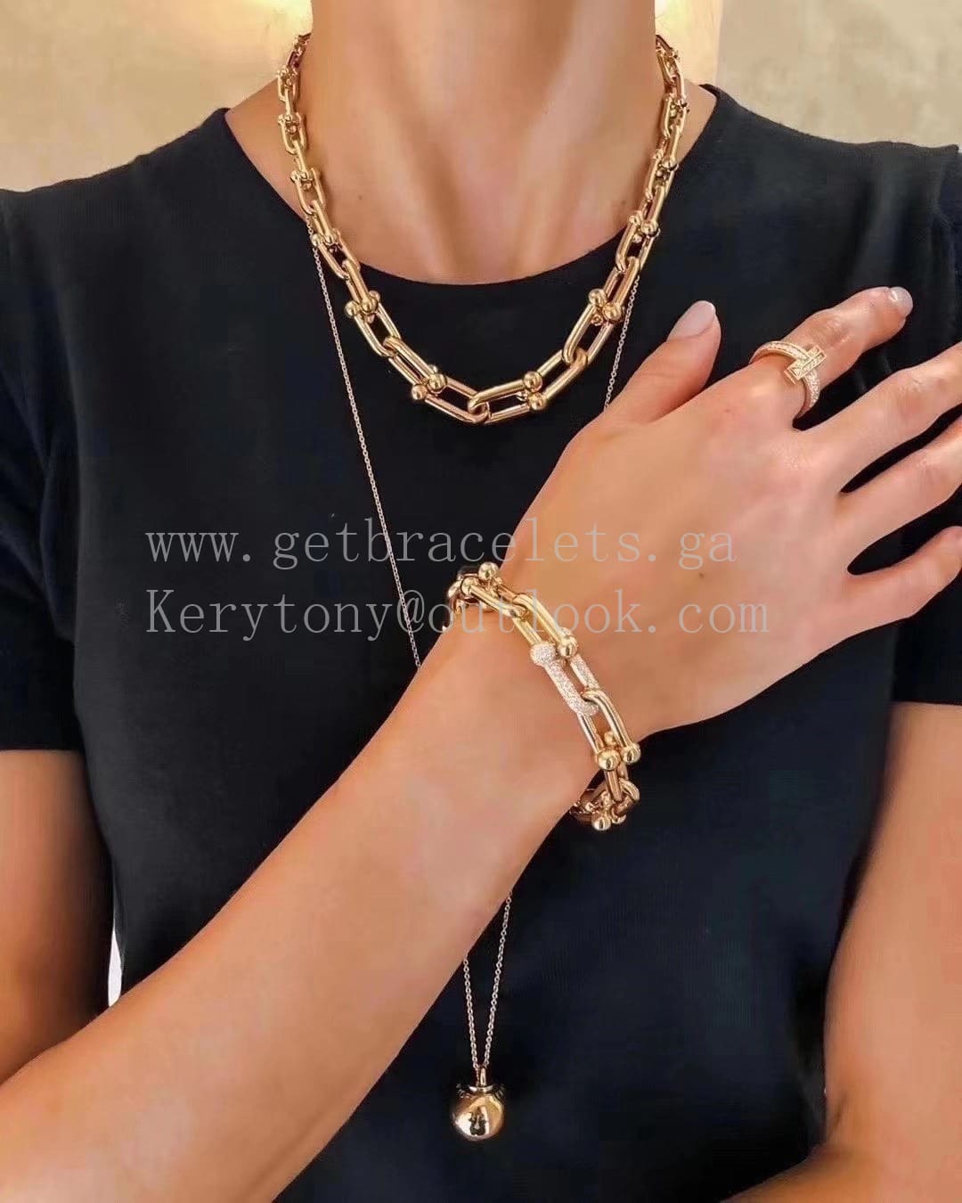 Tiffany HardWear Large Link Bracelet in Yellow Gold/White Gold