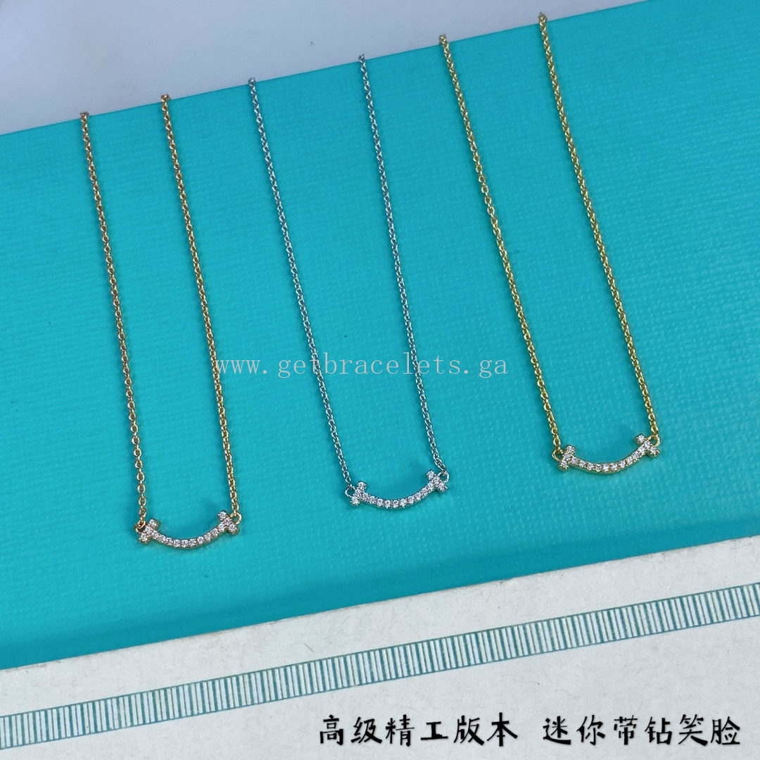 Tiffany T Small Smile Pendant with Diamonds Yellow Gold/Rose Gold