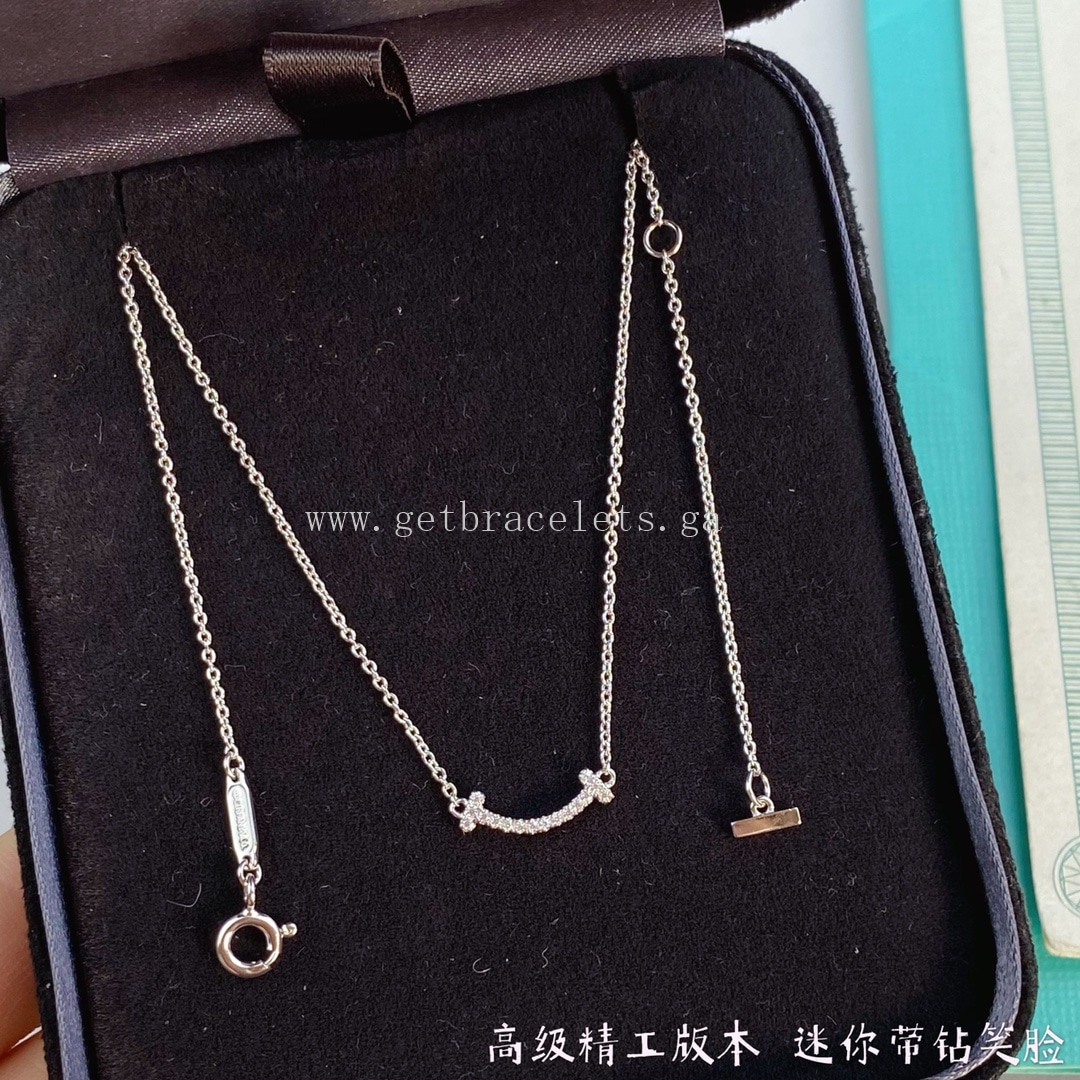 Tiffany T Small Smile Pendant with Diamonds Yellow Gold/Rose Gold