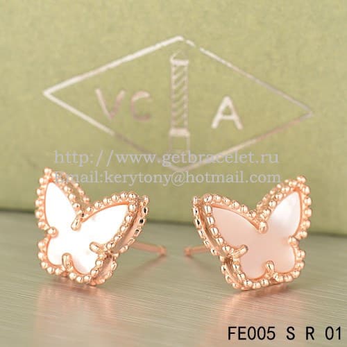 Van Cleef & Arpels Sweet Alhambra Butterfly Earrings Pink