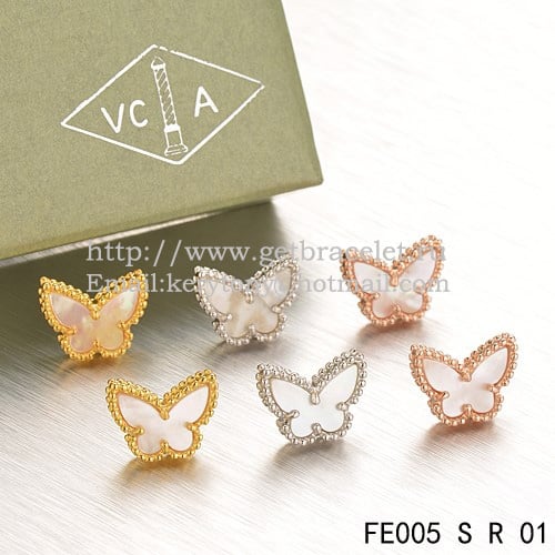 Van Cleef & Arpels Sweet Alhambra Butterfly Earrings Pink